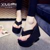 Fashion Fashion 2025 ladies summer logo slippers stained wedge heel platform flip-flops high heels beach sandals ladies thick high mujer