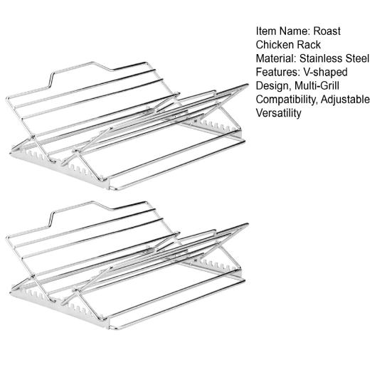 1/2 шт. Регулируемая V-образная подставка для жарки курицы, антипригарная, из нержавеющей стали, складная, подставка для жарки, дорожные аксессуары для гриля