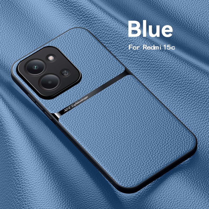 Для Redmi 15C текстура кожи, встроенный магнитный ТПУ мягкий противоударный чехол для телефона против отпечатков пальцев