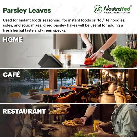 NeutraVed Parsley Dried Leaves (Flakes) 70 grams | Export Grade Herb for Seasoning Pasta, Curries, Sauces and Tea- 70 grams