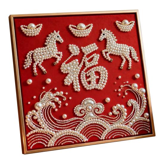 Набор для рисования жемчугом своими руками для взрослых, начинающих, с рисунками лошадей, 3D-набор для творчества «Жемчужное искусство», холст с предварительной печатью, набор пластиковых жемчужин для декора на Новый год, идея подарка