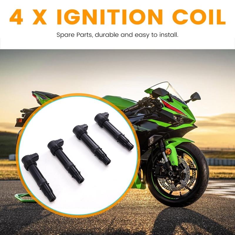 4PCS Motorcycle Ignition Coil For KAWASAKI NINJA ZX-6RR 2003-06 NINJA ZX-6R 2003-2018 ZX636 ZX600 21171-1282 21171-0021-A58X