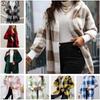 Kurtka Keng Kletkali Ranglar Mosligi Plush Kardigan Moda Tashqi Savdo Sviter Ayollar