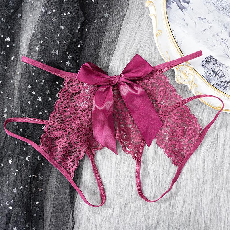 Женские полые трусики с открытой промежностью, кружевные эротические брюки с бантом, сексуальное нижнее белье, трусы