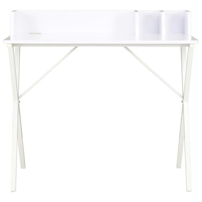 Bureau d'angle blanc VIDAXL - Design contemporain - Avec dossier surélevé et petits compartiments