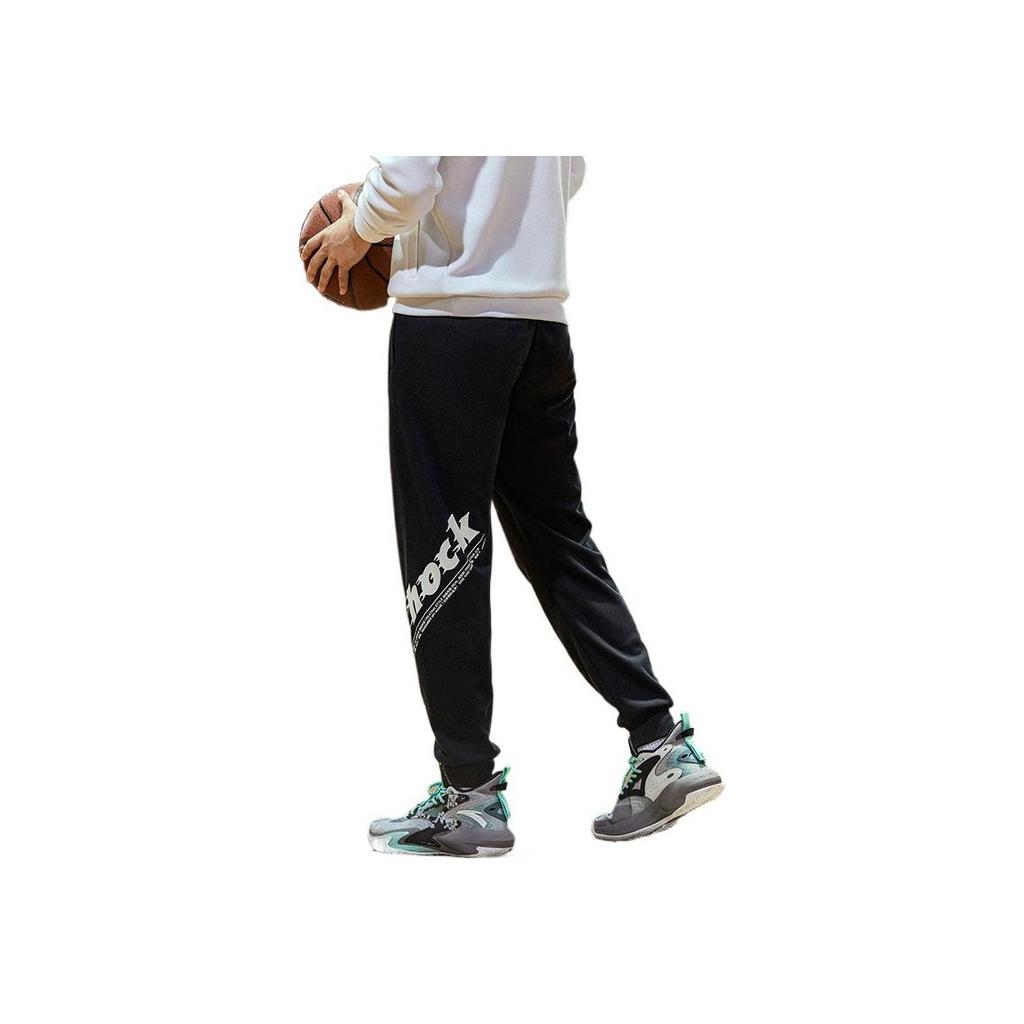 Anta Спортивные брюки с эластичным поясом и манжетами на логотипе, мужские брюки, черные 152131326-1