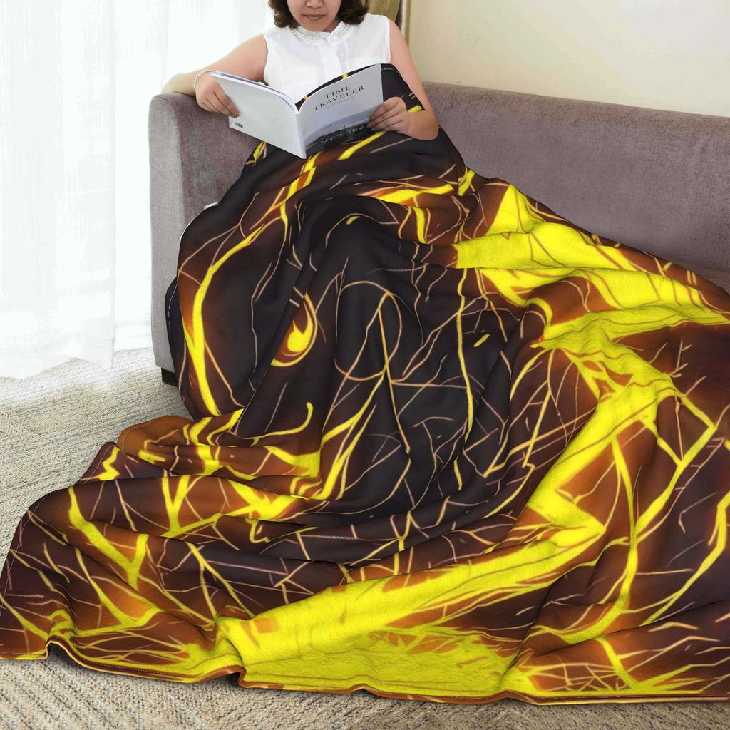Пледы с изображением Пикачу в виде молнии, очень теплые, для детей и взрослых, плюшевые, забавные, для дивана, кресла, кровати.