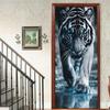 1Pcs Tiger Porch Vinyl Door Sticker For Bedroom Home Decor Self Adhesive Removable Wall Decal Door Renovation Waterproof Poster