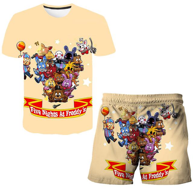Summer Five Night At Freddy Clothing Suits 3D Printing Birthday Party Gifts Clothes Sets Boys Girls FNAF Cartoon Casual Outfits