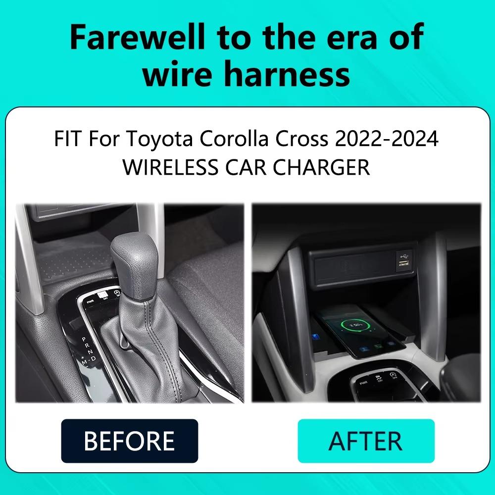 15 Вт QI беспроводная зарядка для Toyota Corolla Cross XG10 2022 2023 2024Аксессуары для быстрой зарядки держатель для телефона пластина для интерьера