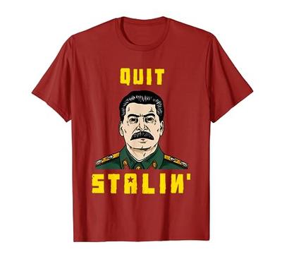 Смешная Коммунистическая Футболка с Иосифом Сталиным Quit Stalin Tee