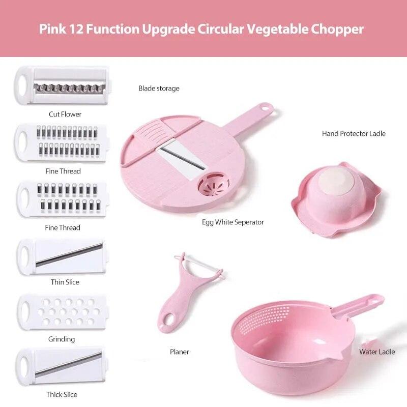 Kitchen Multi-functional Nine-in-one Vegetable Cutter 12-piece Grater Potato Radish Shredder Vegetable Cutter Salad Utensils