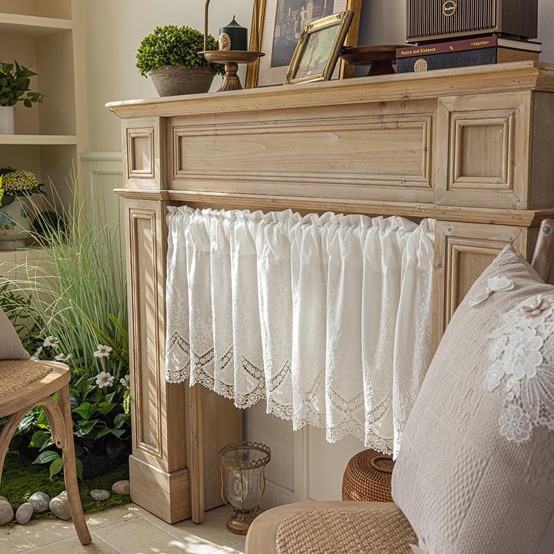 100% хлопок винтажная вышитая ткань затемняющие короткие шторы кухня спальня ванная комната шкаф домашний декор штанга карман кафе