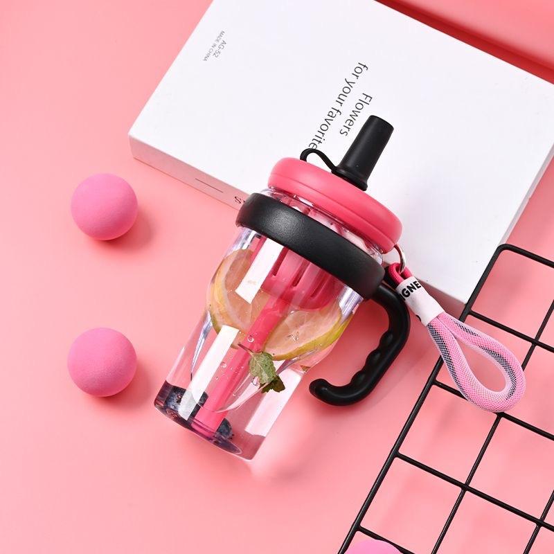 High-quality Water Cup Large Capacity High Temperature Resistant Plastic Straw Cup Portable Handle Tea Bin Summer Cup Wholesale