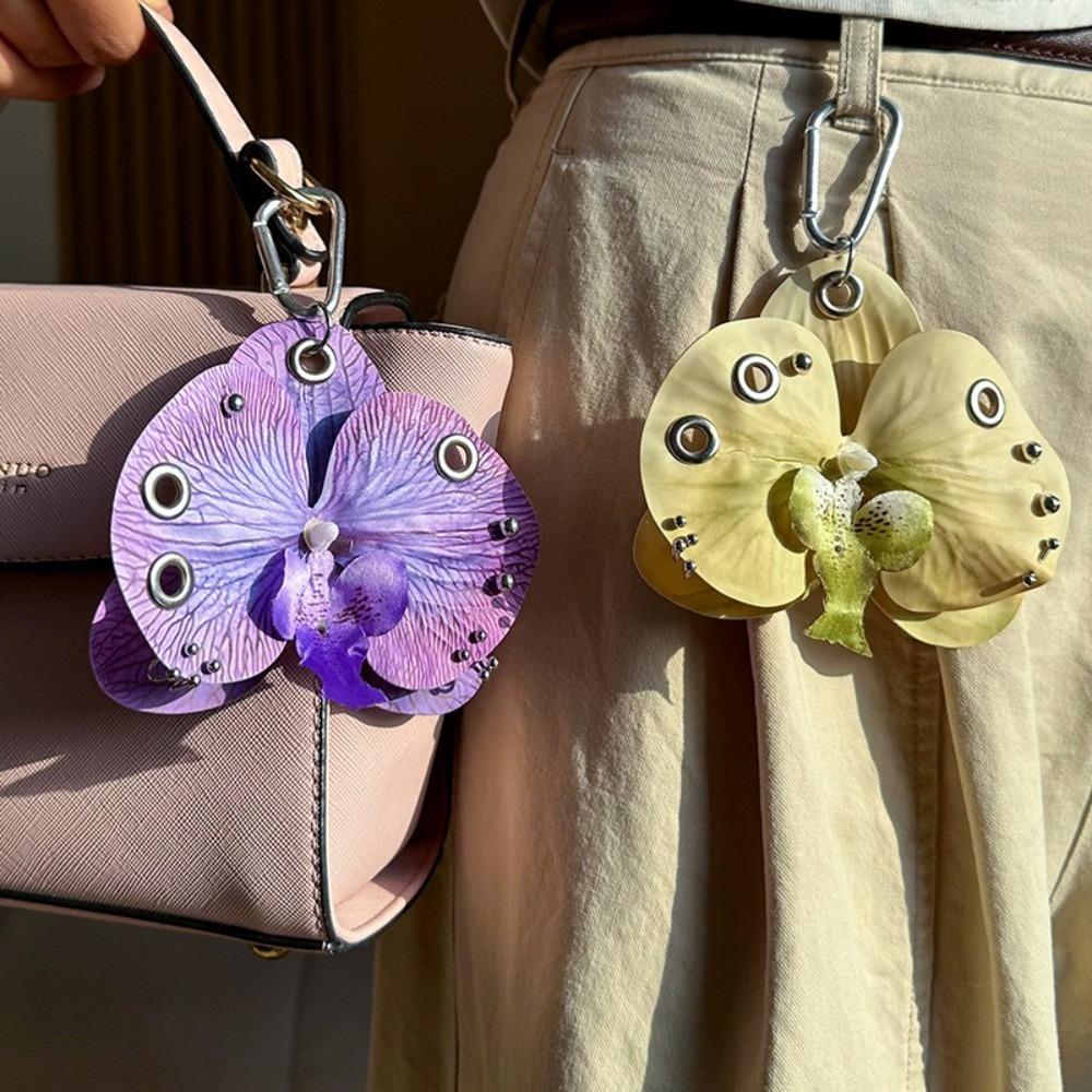 Backpack Decoration Orchid Lily Keychain Simulation Flower Butterfly Orchid Keychain