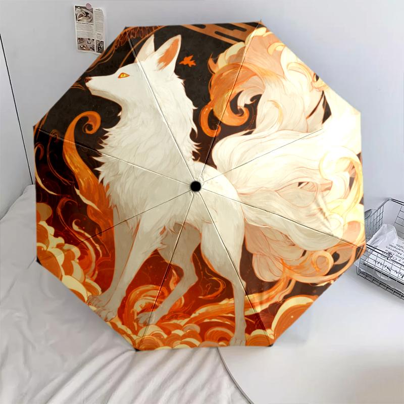 Узор с лисами, автоматический складной зонт, портативная и складная конструкция, 8 спиц, рождественский или день рождения подарок.