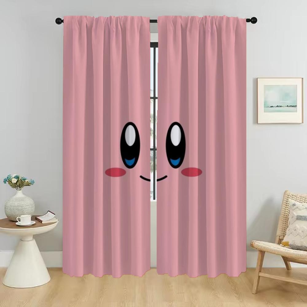 Kirbys Shades Curtains for Bedroom Halloween Decoration Window Curtain for Room 2 Panel Partition Living Kitchen Blackout Camera