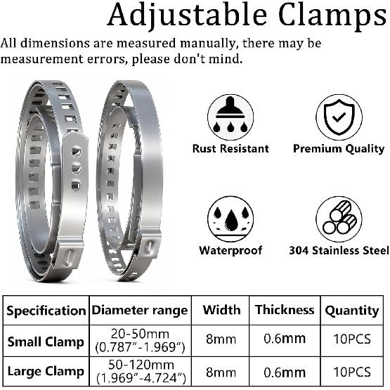CV Boot Clamp Plier with 20PCS 304 Stainless CV Boot Clamps, 10PCS Small and 10PCS Large Single Ear Hose Clamp, Drive Shaft CV Axle Boot Clamp
