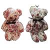 Cool Punk Bloody Plush Bear Keychain Halloween Injured Animal Bear Doll Key Ring