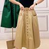 Summer Solid Color Loose Casual with Belt Skirts Women Vintage Aesthetic Chic Party Dress Female High Waist Sexy Femme Clothes