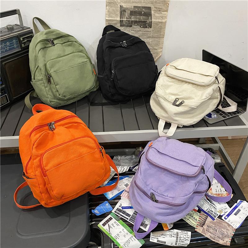 Ins Style Schoolbag Female Simple Japanese and Korean Version Student Retro Washed Canvas Casual Backpack Mori Backpack Female