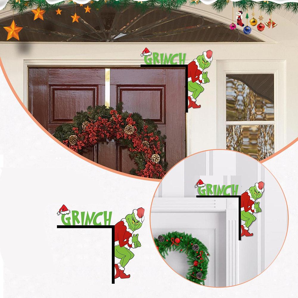 Гринч Рождественское украшение для угла двери Креативный домашний декор Подарки для праздничной вечеринки