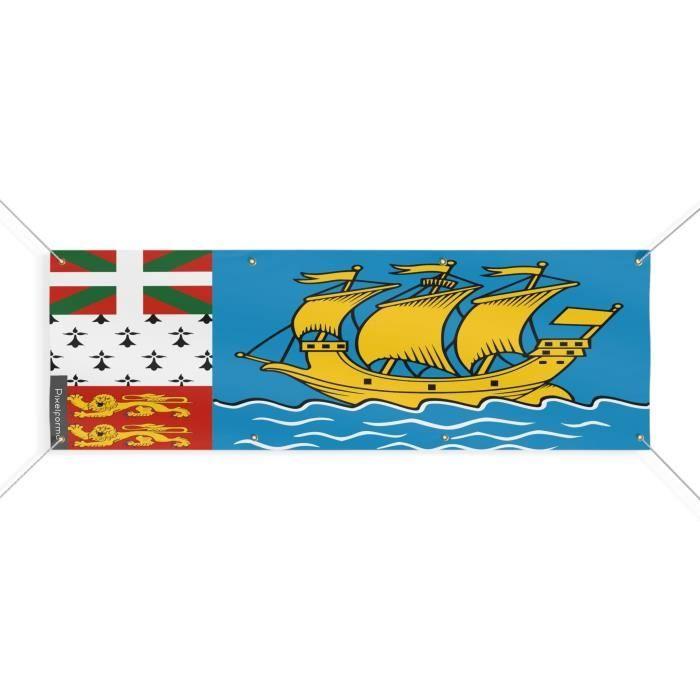 Bannière Drapeau De Saint-Pierre-et-Miquelon 8 Oeillets 170x510 Cm