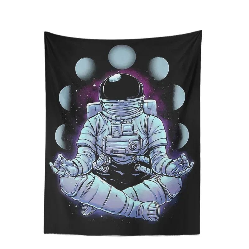 Space Skateboarding Astronaut Tapestry  Unique Cosmic Design Perfect for Bedroom Decor Large Wall Hanging Artwork