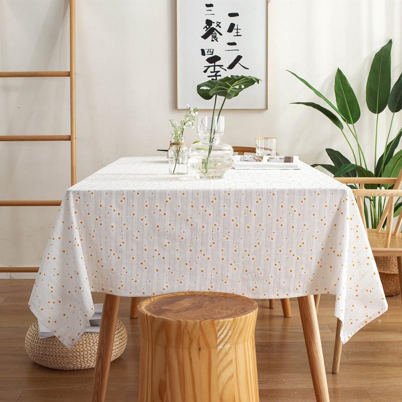 Yellow Daisy Cotton Jacquard Tablecloth Rectangular Kitchen Dining Cover Minimalist Decorative Home Accessory
