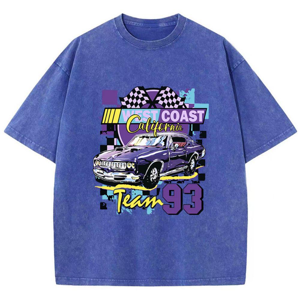 Модные женские хлопковые стираные футболки California West Coast Muscle Car Printing с коротким рукавом, мягкие свободные, с круглым вырезом, женская одежда