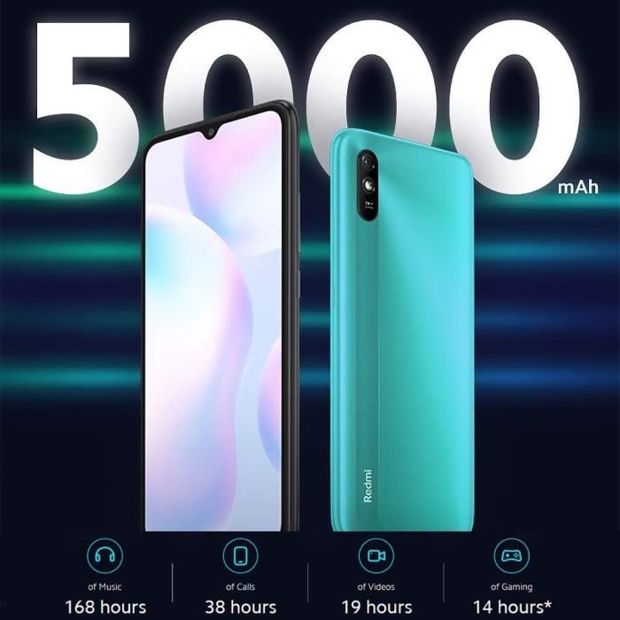 Xiaomi Redmi 9A Smartphone 2GB RAM 32GB ROM Téléphone Portable,Écran 6.53 HD MTK Helio G25 Processeur À Huit cœurs,Dual SIMMicr
