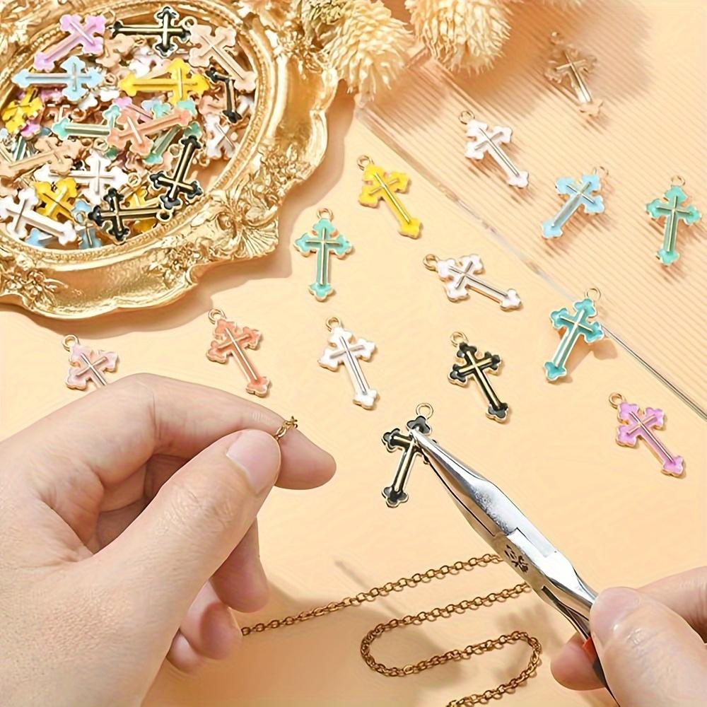 10/20/30 шт. Цветной масляный крест-капля из сплава, подвеска из сплава в форме креста, сделай сам, браслет, ожерелье, серьги, брелок, цепочка для ног
