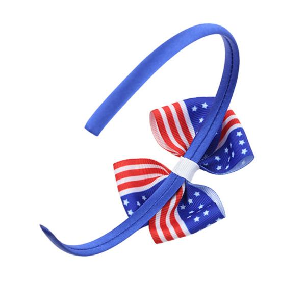 Повязка на голову с американским флагом, День независимости, 4 июля, красный, белый, синий, с бантом, декор, обруч для волос для девочек, аксессуары для волос