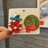 Christmas Hair Accessories - Red & Green Girls' Side Clips: Festive Duckbill Headwear for Autumn/Winter