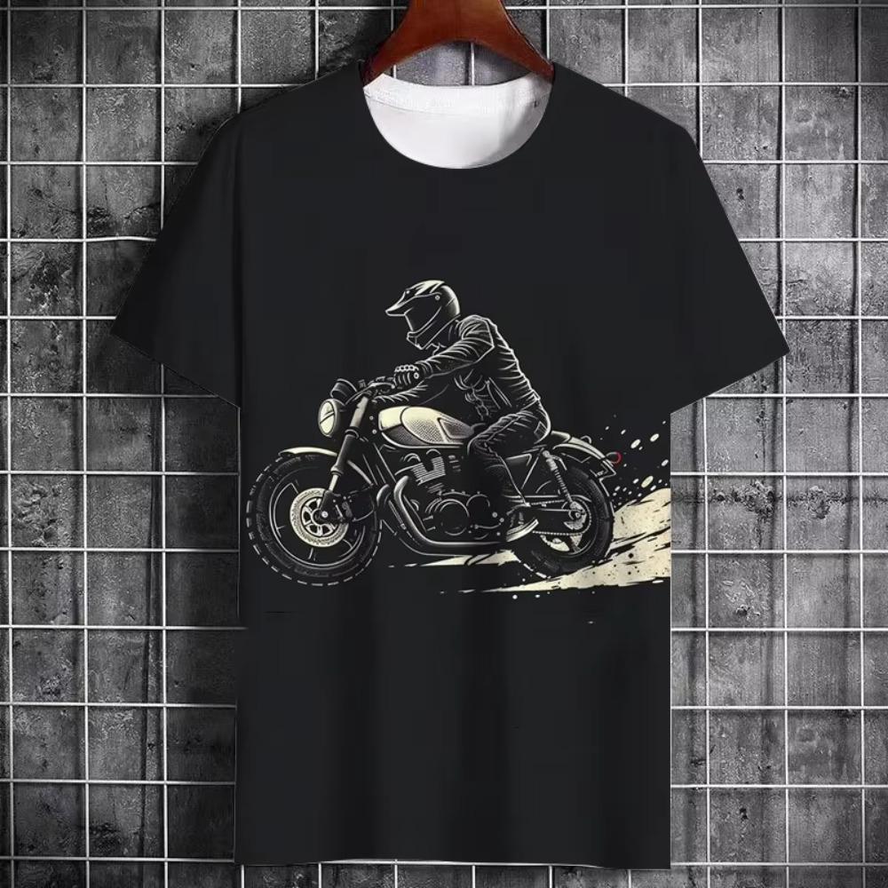 Винтажная футболка с тяжелым мотоциклетным принтом, летняя, мужская, уличный стиль крутого парня, личность, тренд, короткий рукав, большой размер, топ, одежда