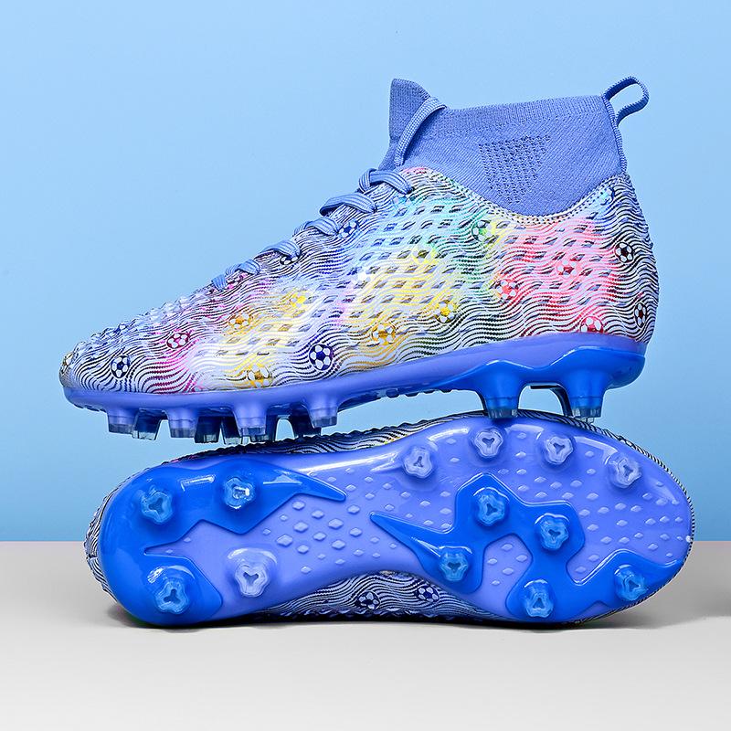 Внешняя торговля трансграничная футбольная обувь с высоким верхом мужская с длинными ногтями искусственная трава студенческая молодежная тренировочная кожаная спортивная обувь