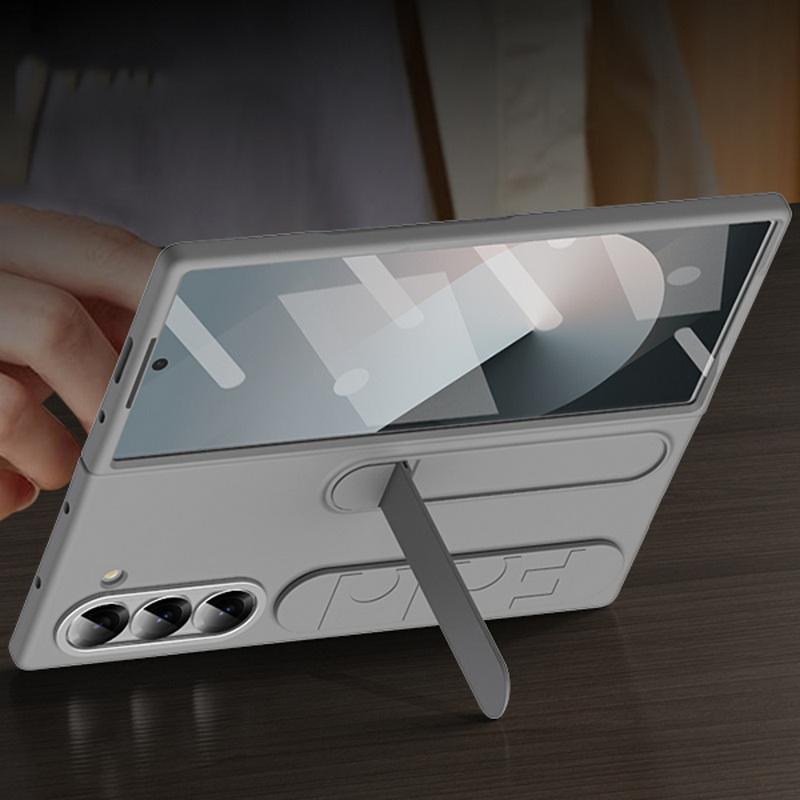 Роскошный силиконовый складной чехол-браслет для Samsung Galaxy Z Fold6 со скрытым кронштейном, противоударная защита объектива с закаленной пленкой, чехол для телефона