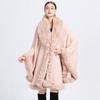 Autumn and Winter New Faux Fur Collar Shawl Poncho Cardigan Loose Jacket