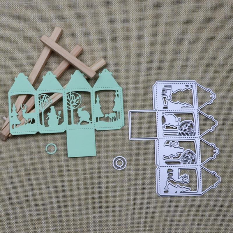 Рождественская коробка Металлические штампы для резки Олень Дерево Снеговик Трафарет для изготовления открыток Тиснение Бумажные открытки своими руками