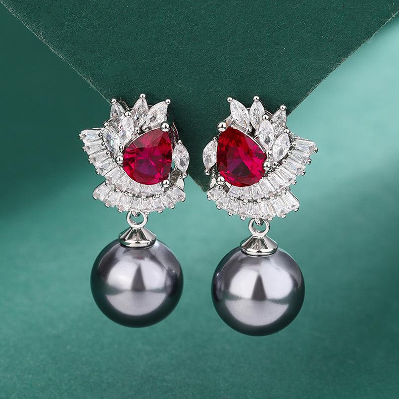 Ювелирные изделия высокого класса серьги инкрустированные цирконием серьги-гвоздики с жемчугом имитация натурального жемчуга серьги серебряные иглы