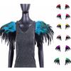 Gothic, Extra Large, Color Blocking, Feather Shoulder Patches, Performance Ball Shawl, Halloween Party Decoration, Role-playing Accessories