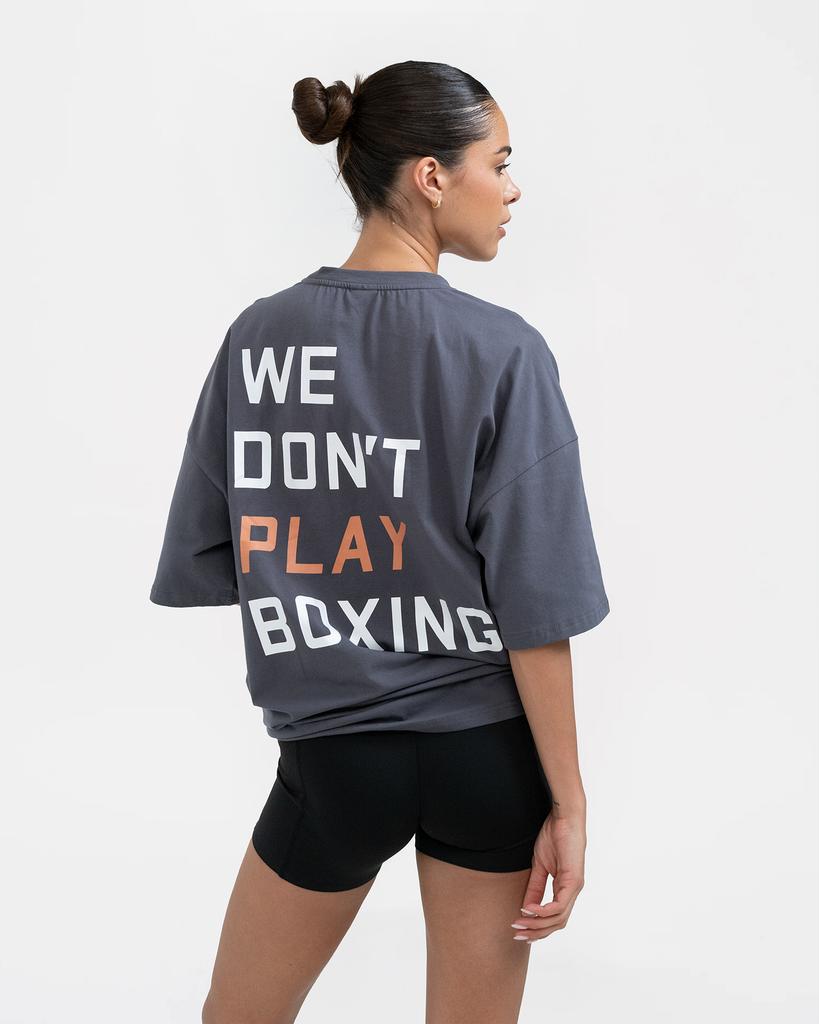 BOXRAW Не Играем в Бокс Свободная Футболка - Женская W Bxrw-U-Wdpbt-W [Серый/Розовый] (Тип А)