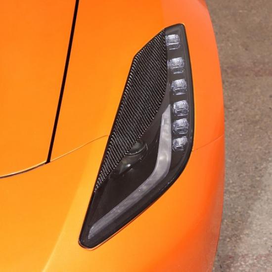 Мягкая накладка-ресничка из углеволокна на фару для Corvette C7 2014-