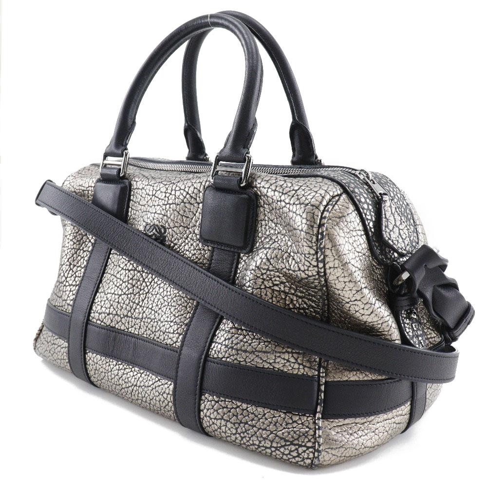 Loewe Женская мини-сумка-бостон 2WAY на плечо и в руку Черная / Серебристая Телячья кожа Б/у