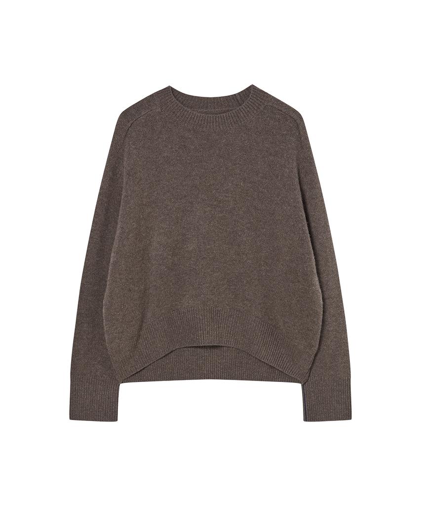 JE NE SAIS QUOI Loose Fit Crew Neck Cashmere Knit_ Mocha