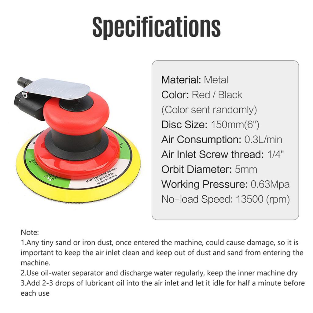 5''/6'' Pneumatic Sander Pneumatic Polisher Air Sander Air Palm Orbital Sander Grinder Palm Sander Sanding Machine Tool