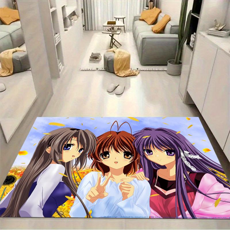 Clannad Anime Girls Area Rug, Anime Character Floor Mat, Non Slip Carpet for Living Room Bedroom, Cartoon Home Decor Indoor Rug