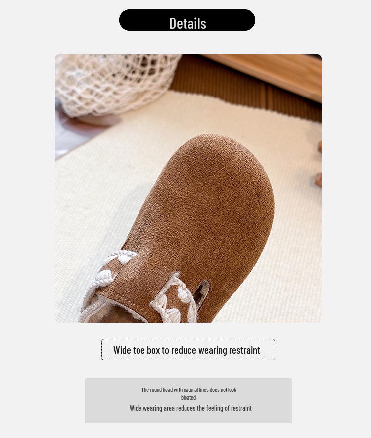 Корейский стиль Ретро Birkenstock Мягкая подошва Кожаная обувь для девочек - Зимняя версия 2025
