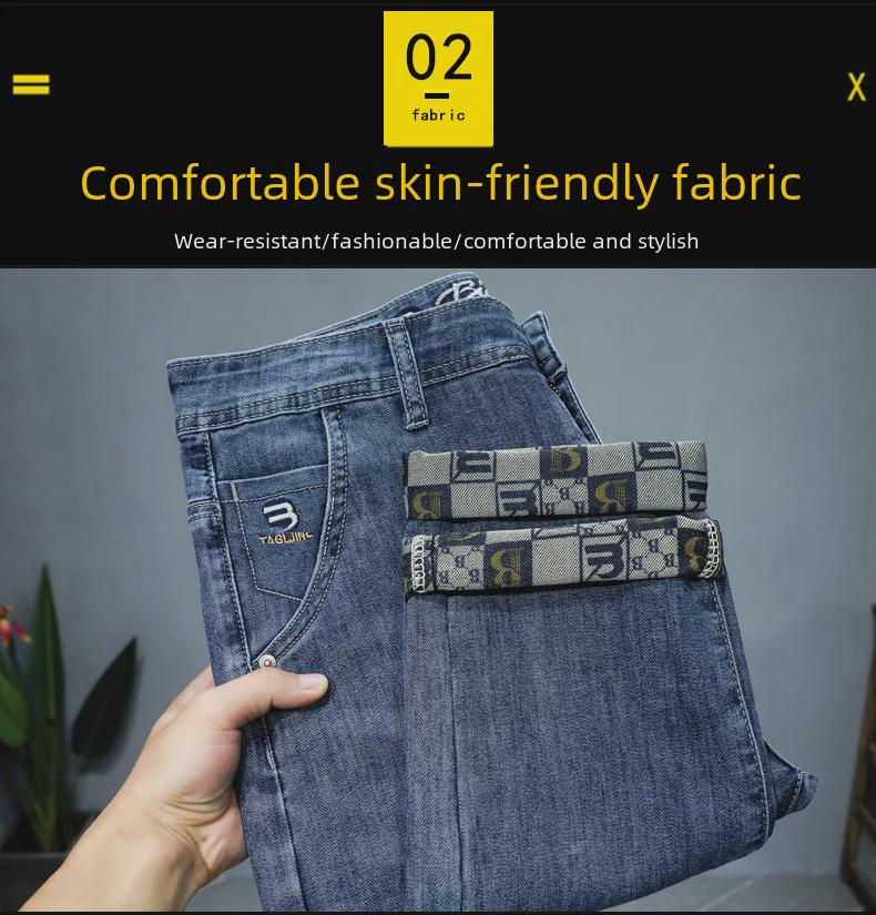 Мужские джинсы Slim Fit Stretch с вышивкой 2024 года, весна-лето — высококачественные универсальные прямые брюки Small