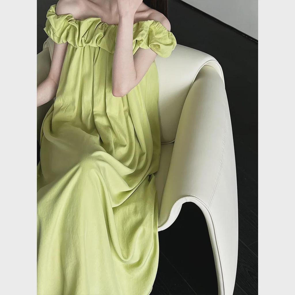 Платье-труба Luxi Tencel на одно плечо с оборками - корейский стиль